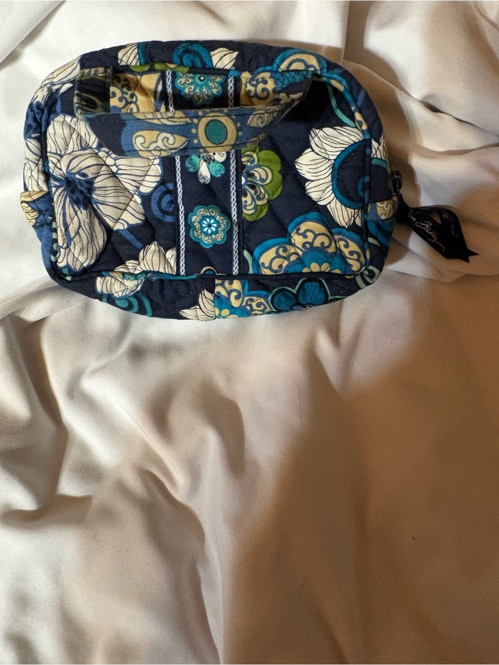 Vera Bradley Navy Blue Multi Quilted Floral Mini Cosmetic Bag